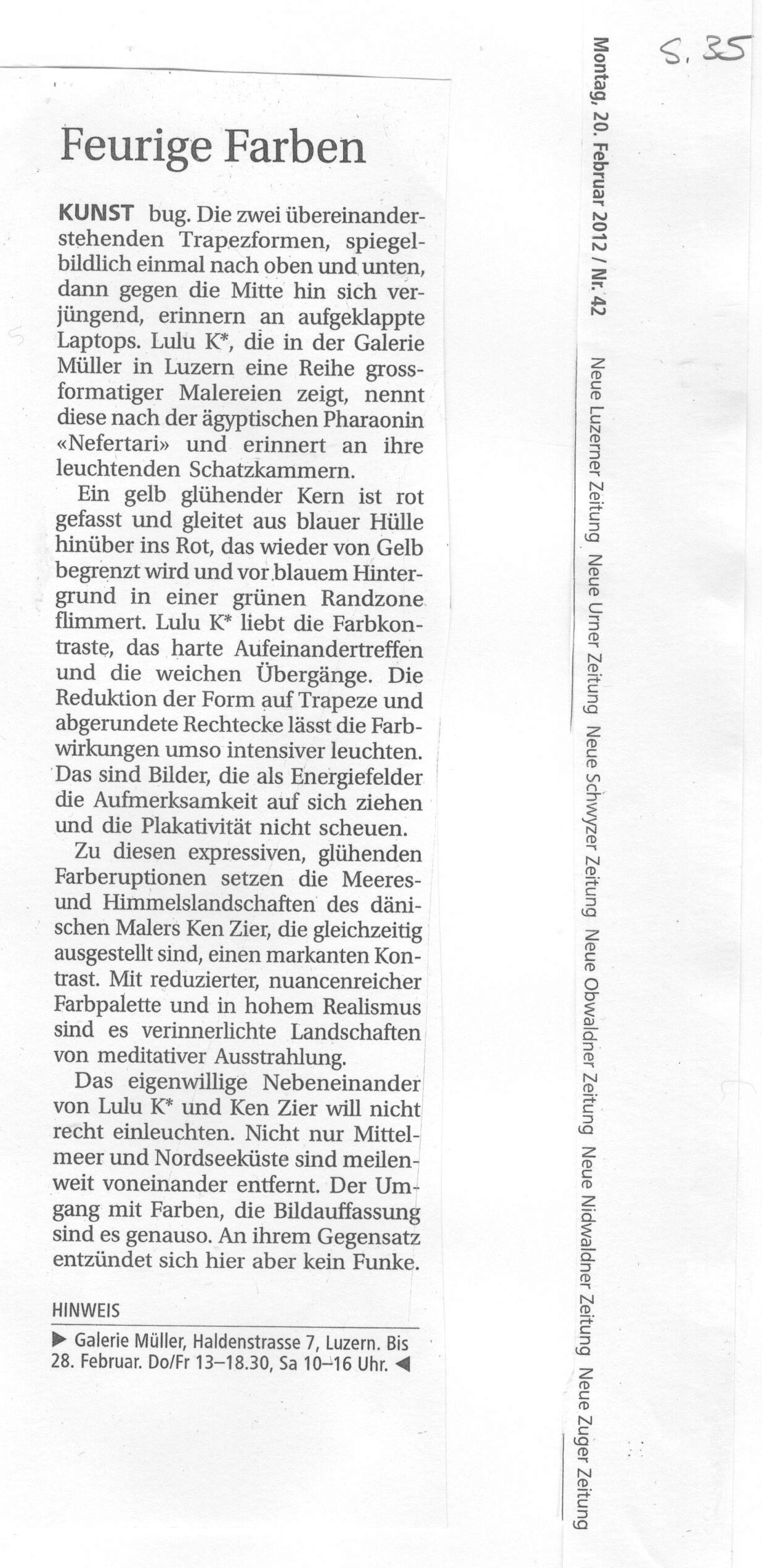 Lulu K Galerie M�ller Rezens NLZ 20.2